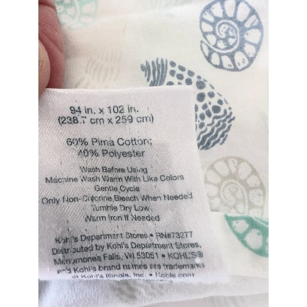 Set 3 Queen Sea Shell Flat Sheet + 2 Qu Pillowcases 60% PIMA COTTON Ocean Summer - Picture 5 of 14